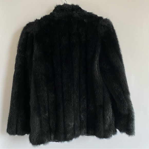Women’s Vintage 1980’s Faux Fur Jacket Black Large - Picture 5 of 9